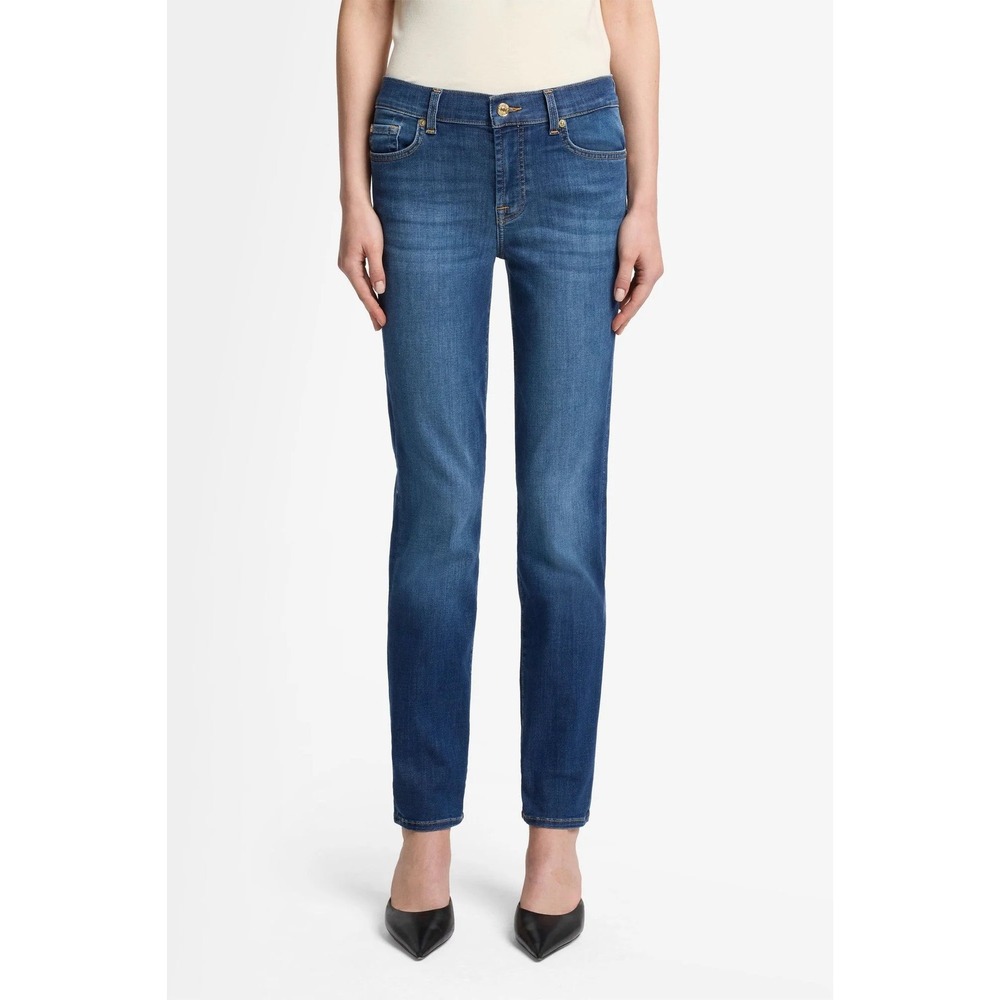 NWOT 7 For All Mankind Roxanne Ankle Slim Straight Jeans Dark Wash Blue Women